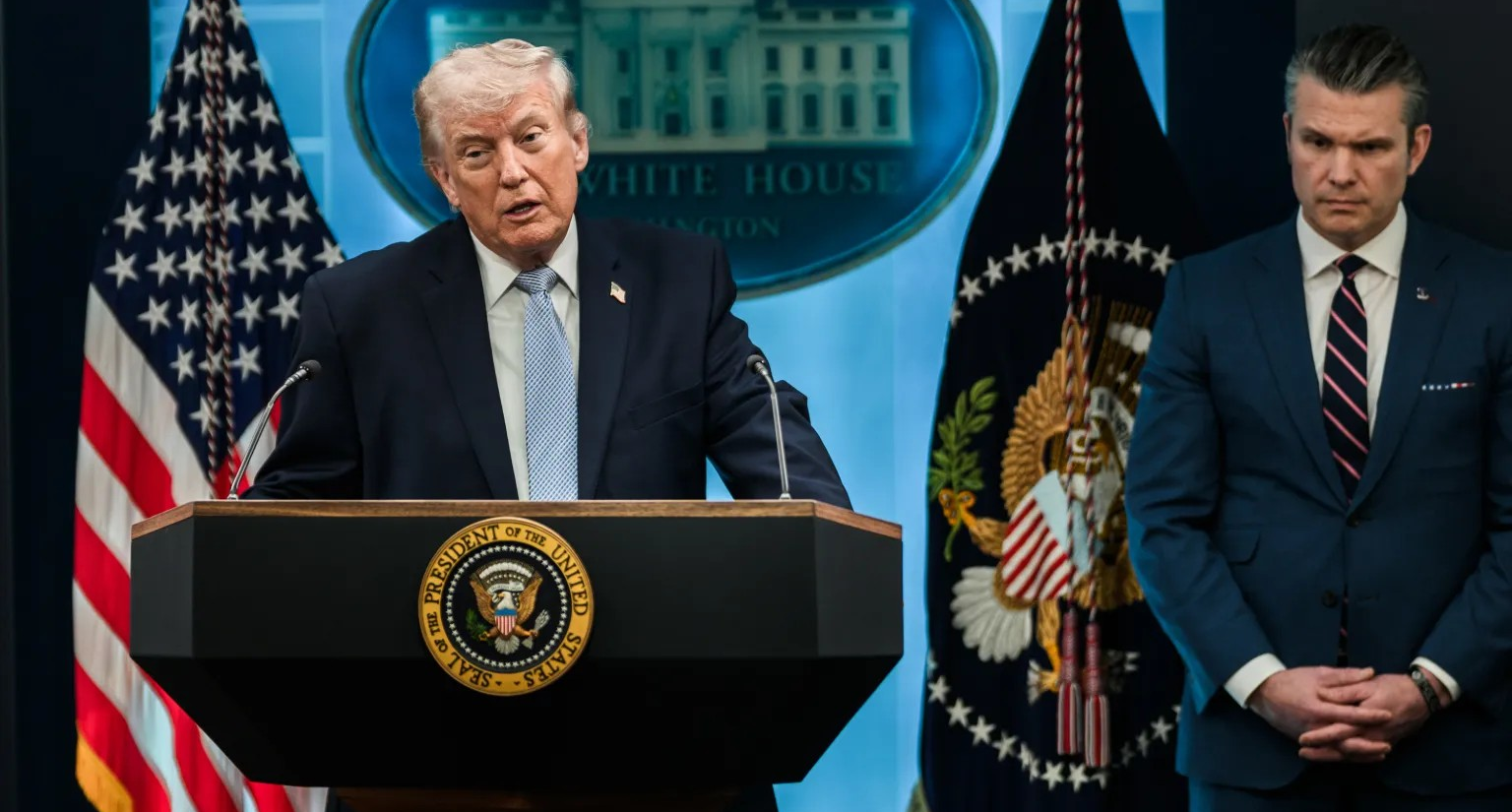 Petrolio - Immagine di Trump in un discorso alla Casa Bianca sull'Iran