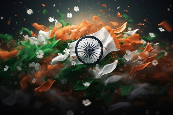 Un'elaborazione della bandiera dell'India con l'intelligenza artificiale