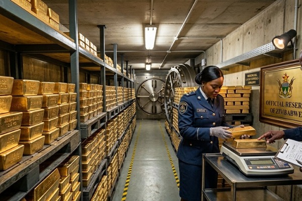 Due ispettori nella riserva aurea dello Zimbabwe