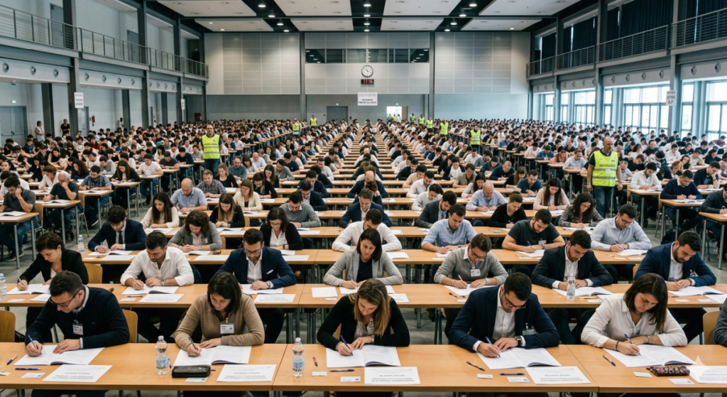L'esame scritto di un concorso pubblico in pieno svolgimento