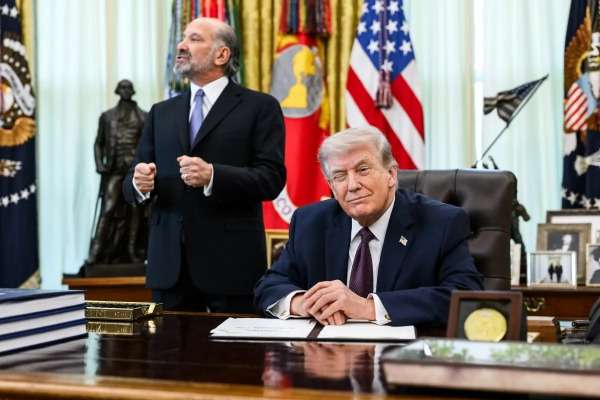 una foto del presidente degli Stati Uniti Donald Trump
