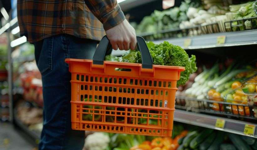 un uomo mentre fa la spesa al supermercato